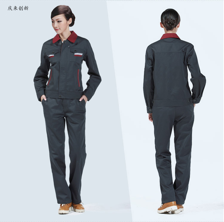 鐵灰色長(cháng)袖純棉滌卡工作服
